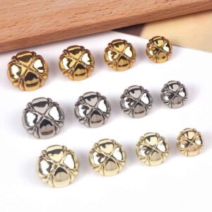 24L/28L/32L/36L Domed Clover-Shaped Metal Shank Buttons 30 Pack