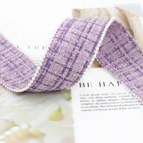 38mm Checkered Flannel Ribbon with Bead Edge 5 Yards - Image 4