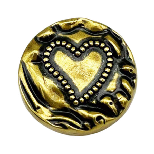 Ruffled Bubble Edge Vintage Heart Round Metal Button 12pcs - Image 5