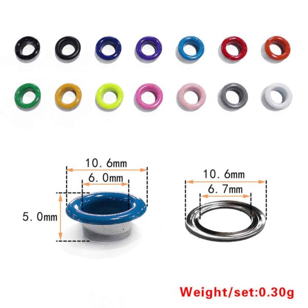 3-10mm 18-Color Shoe Eyelets Hollow Rivets for DIY Shoes 180 Pack