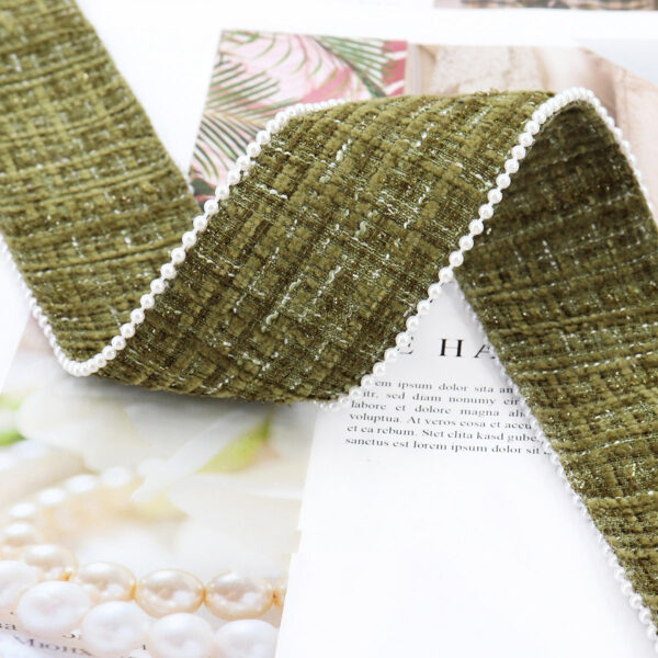38mm Checkered Flannel Ribbon with Bead Edge 5 Yards - Image 14