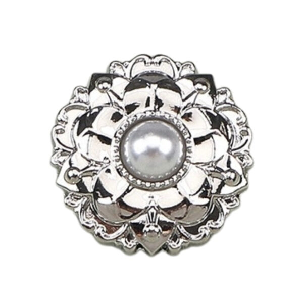 18/23MM White &Gold Peony Pearl Metal Buttons 20pcs - Image 2