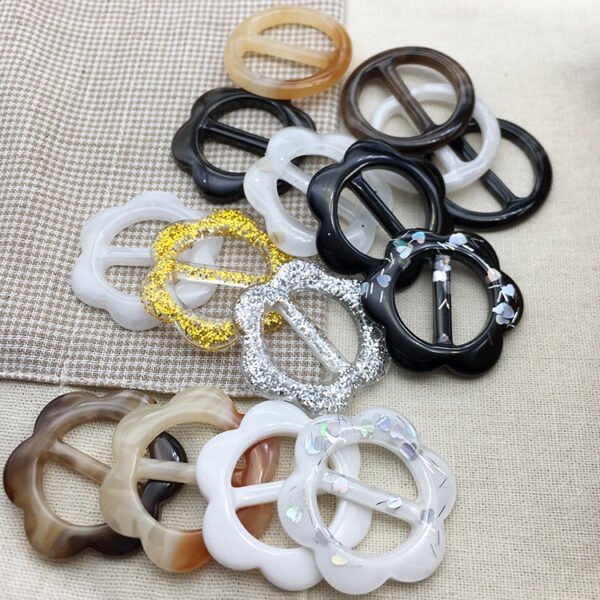 25mm Adjustable Flower Resin Buckle Button for T-Shirts Scarves 10pcs - Image 3