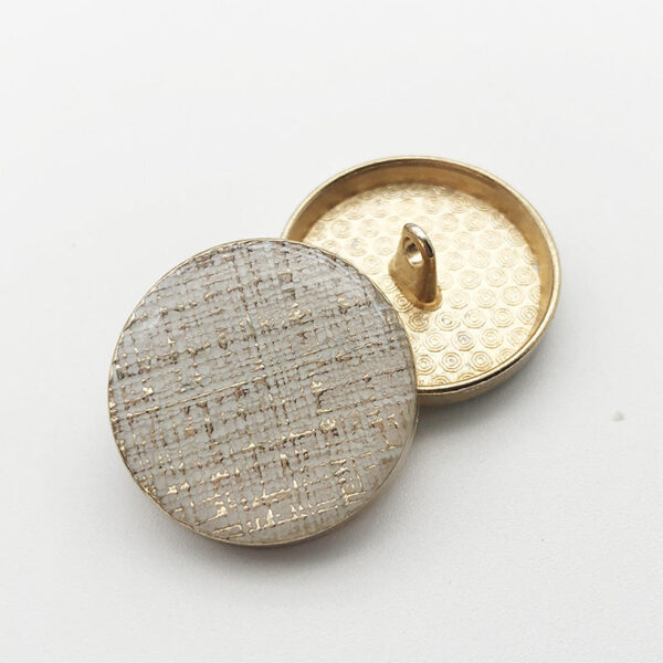 22/25mm Round Black White Striped Metal Shank Coat Button 20pcs - Image 2