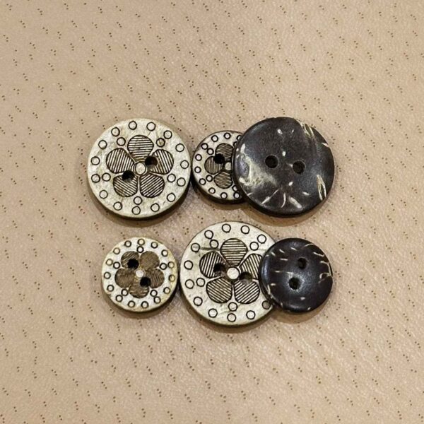 20mm Round Coconut Shell Buttons with Laser-Engraved Floral 200PCS