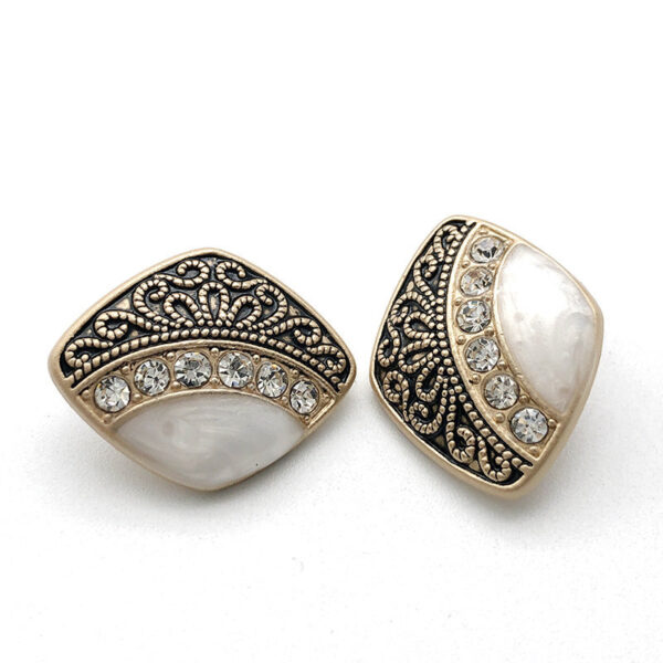 Exotic Diamond-Inlaid Pearl Metal Shank Button 10pcs - Image 7