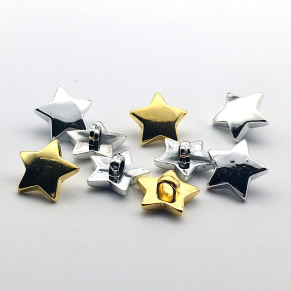10/15/18mm Gold Silver Star Plastic Shank Buttons 50pcs - Image 2