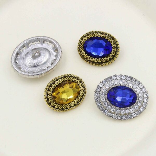 Vintage Oval Rhinestone Shank Buttons – Antique Gold Silver 20pcs