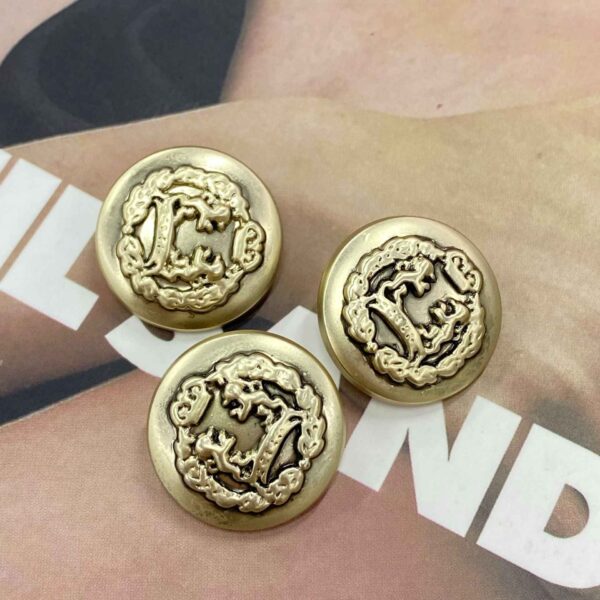 15/18/20mm Retro Gold Round Lion Metal Shank Buttons 20pcs