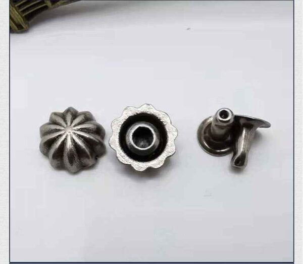 9MM Vintage Pumpkin Studs Antique Silver Rivets for Bags Shoes 30 Pack
