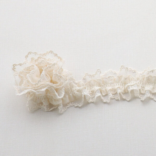 50mm Pleated Lace Trim Elastic Double Layer Ruffle 5 Yards - Image 6