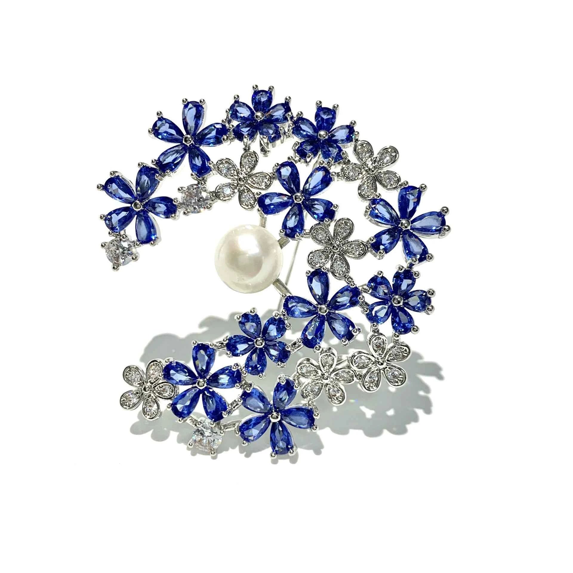 Copper Zircon & Freshwater Pearl Floral Wreath Brooch