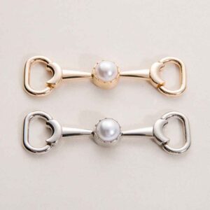 72mm Gold Silver Metal Chain with Pearl Decorative Shoe Buckle 20 Pack