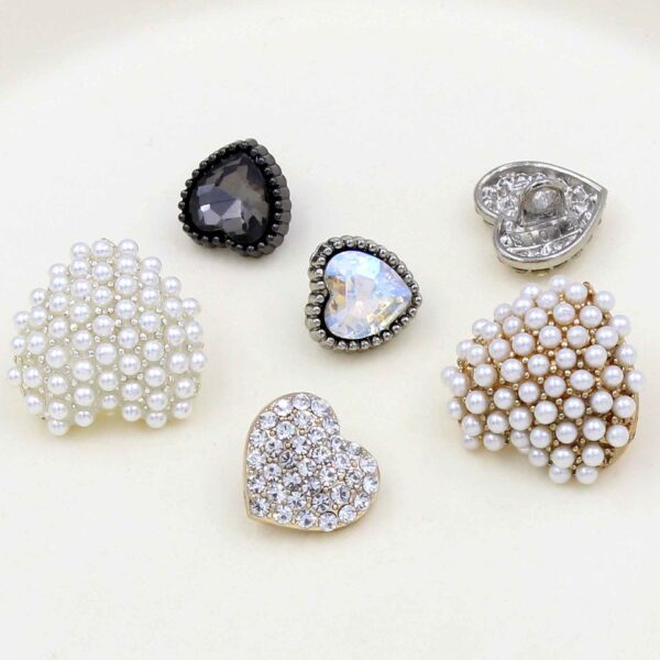 All-Pearl Rhinestone Heart-Shaped Buttons for Sewing & Crafts 20pcs