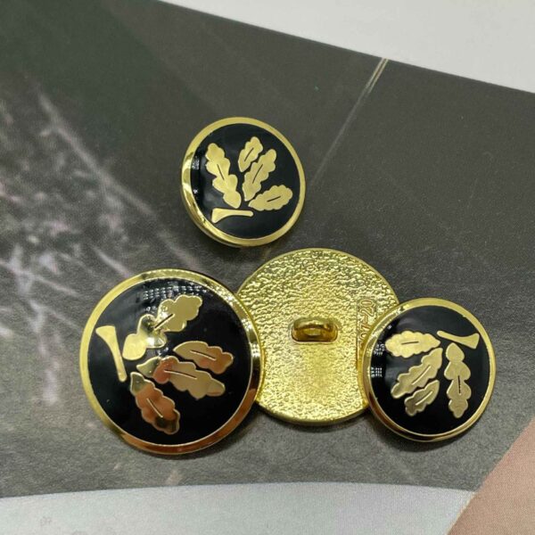 15/20mm Round Gold Black Leaf Pattern Metal Sewing Buttons 10pcs