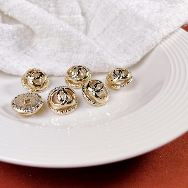 18/23MM Rose Gold Double Ring Pearl Metal Buttons 10pcs - Image 3