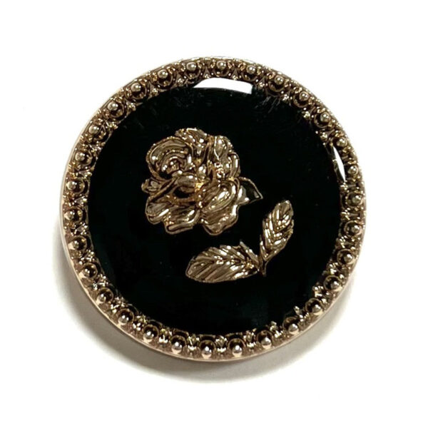 23mm Round Gold Resin Rose Metal Shank Buttons 20pcs - Image 2