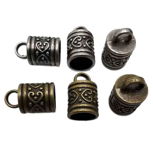 Antique Metal Cylinder Bell End Caps for Drawstrings Cords 30 Pack