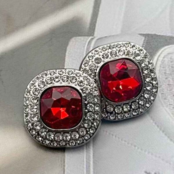 32L (20mm) Square Gemstone-Studded Metal Shank Buttons 12pcs