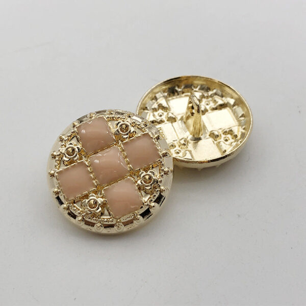 22mm Gold Round Square Rhinestone Metal Shank Buttons 10pcs - Image 4