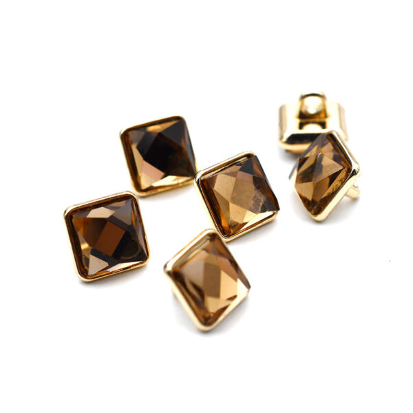 10mm Square and Triangle Glass Shirt Cuff Metal Shank Buttons 20pcs - Image 6
