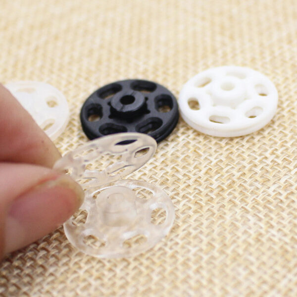 Black White Clear Plastic Invisible Snap Buttons for Clothing 40 Pack - Image 2