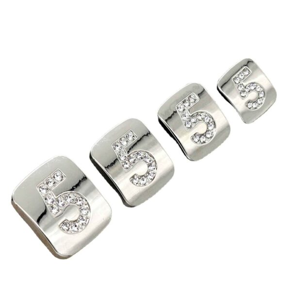 Number 5 Gold Silver Gunmetal Shank Buttons with Rhinestones 50pcs