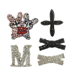 Crystal Collar Bow Patch Applique Sparkling Embellishment 5 Pack