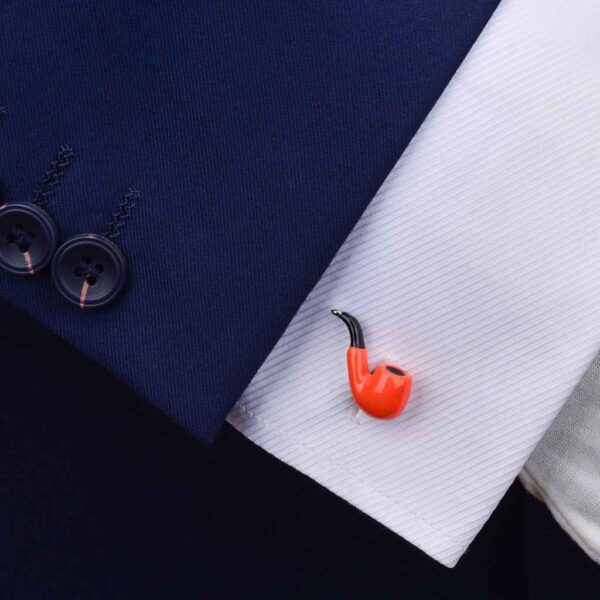 Unique Copper Orange Pipe Cufflinks for Men