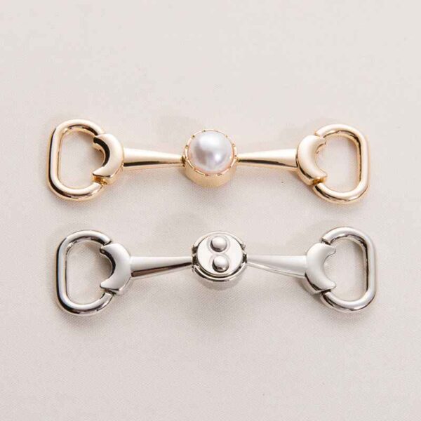 72mm Gold Silver Metal Chain with Pearl Decorative Shoe Buckle 20 Pack