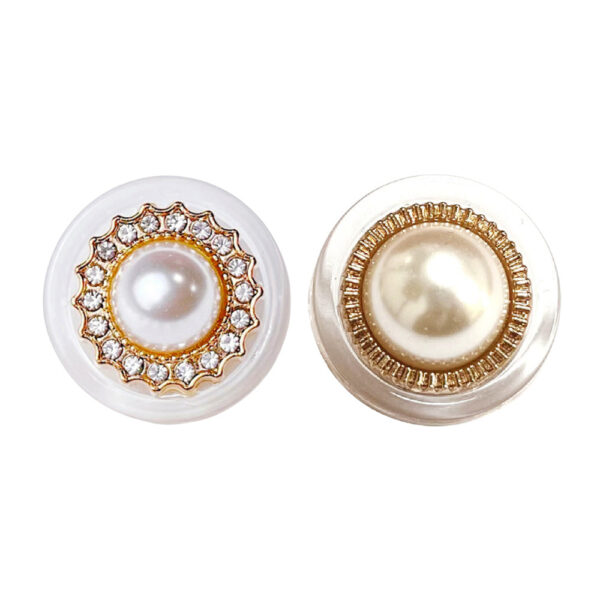 23mm Pearl Metal Resin Rhinestone Combination Button 12pcs - Image 2