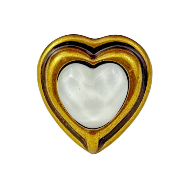 25mm Antique Bronze Wavy Bead Heart Metal Shank Button 12pcs