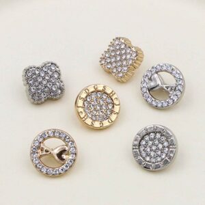 11MM Gold Silver Round Square Alloy Rhinestone Shirt Buttons 20PCS