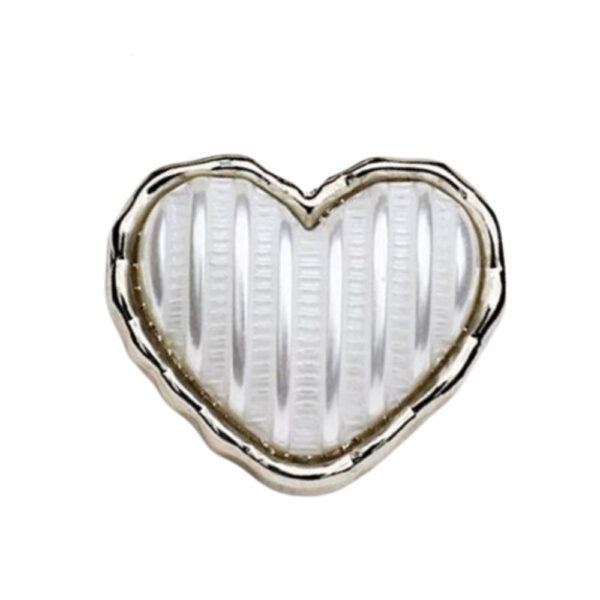 Gold Silver Base Vertical Stripe Heart Shape Metal Shank Buttons 10pcs - Image 2