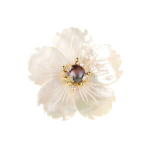 Natural Shell Flower Rhinestone Baroque Pearl Brooch Pin
