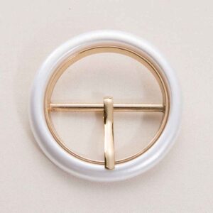 50mm Pearl White Resin Metal Round Adjustable Belt Buckle 20pcs