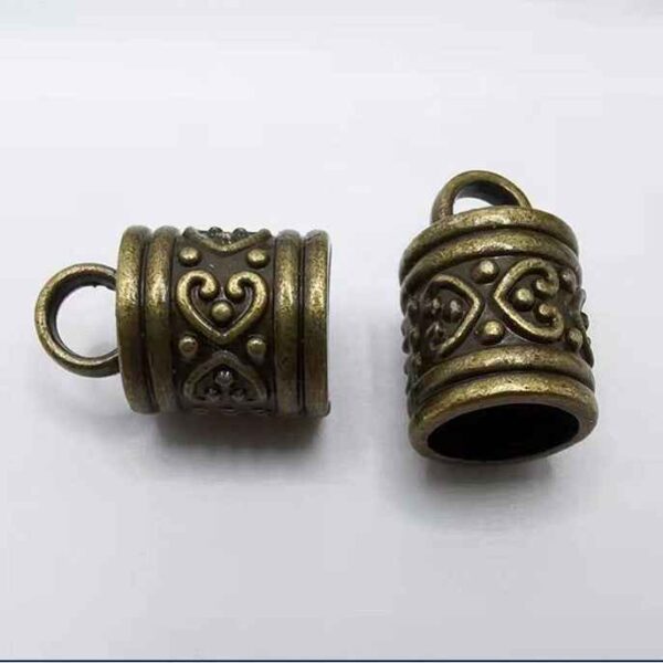 Antique Metal Cylinder Bell End Caps for Drawstrings Cords 30 Pack