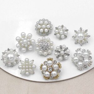 Pearl Rhinestone Alloy SHANK Buttons for Blouses Dresses Coats 50 Pack