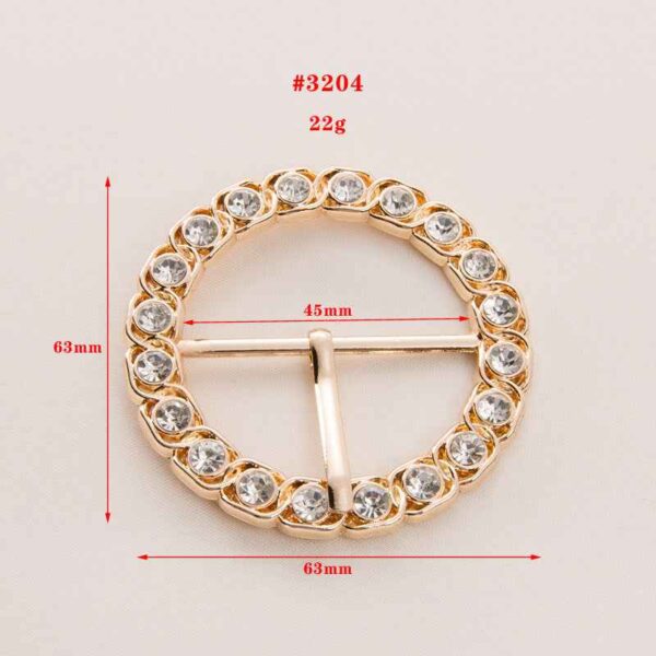 45mm Gold & Silver Metal Rhinestone Round Belt Buckle 20 Pack