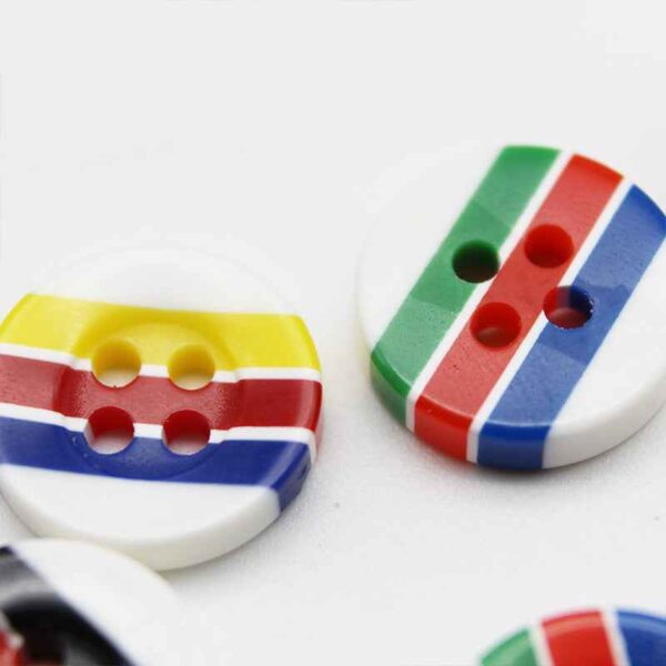 12mm Round 4-Hole Candy Color Striped Resin Buttons 100pcs