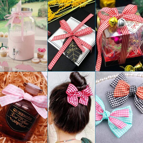 6/10/16/25/38mm Knitted Checkered Ribbon 10 Colors Set - Image 3