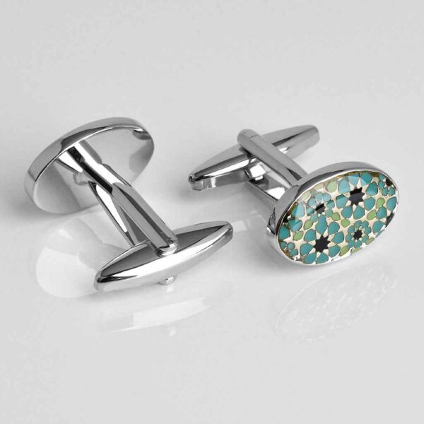 18x12.5mm Oval Blue & Black French Cufflinks