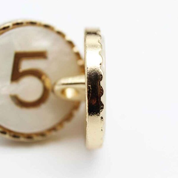 18mm Gold-Trimmed Number 5 Resin Metal Shank Buttons 20pcs