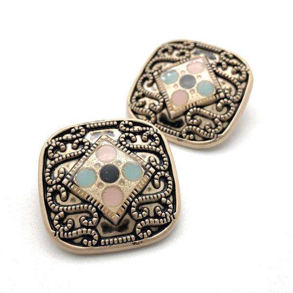 Exotic Diamond-Inlaid Pearl Metal Shank Button 10pcs - Image 11