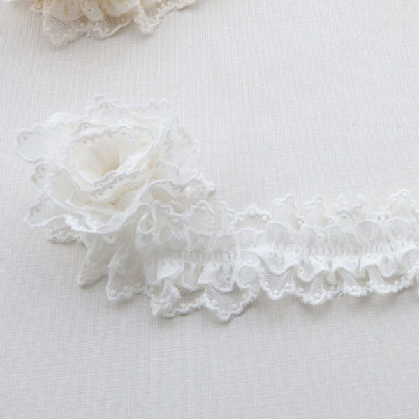 50mm Pleated Lace Trim Elastic Double Layer Ruffle 5 Yards - Image 5