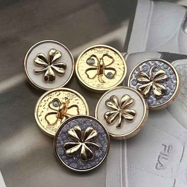 28L/32L/36L Two-Tone Clover Metal Shank Buttons 12PCS