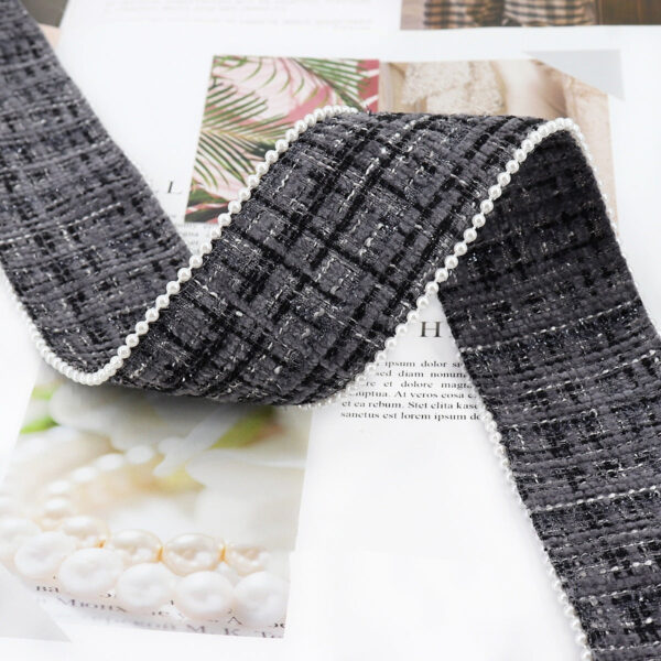 38mm Checkered Flannel Ribbon with Bead Edge 5 Yards - Image 17