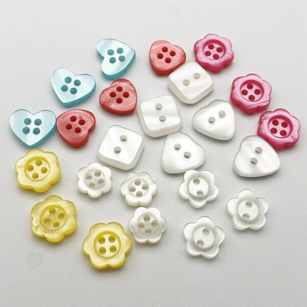 11mm Colorful Square Heart Flower Resin Buttons 100pcs