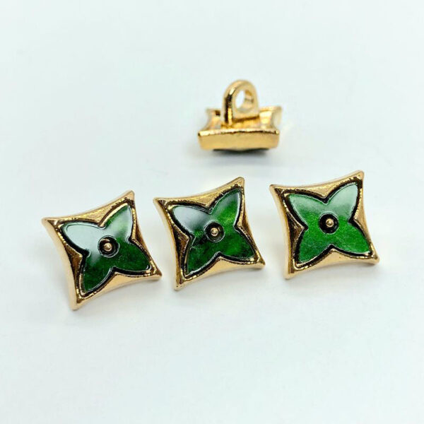 11.5mm Rhombus Four-Leaf Clover Enamel Metal Shank Shirt Buttons 20pcs - Image 5