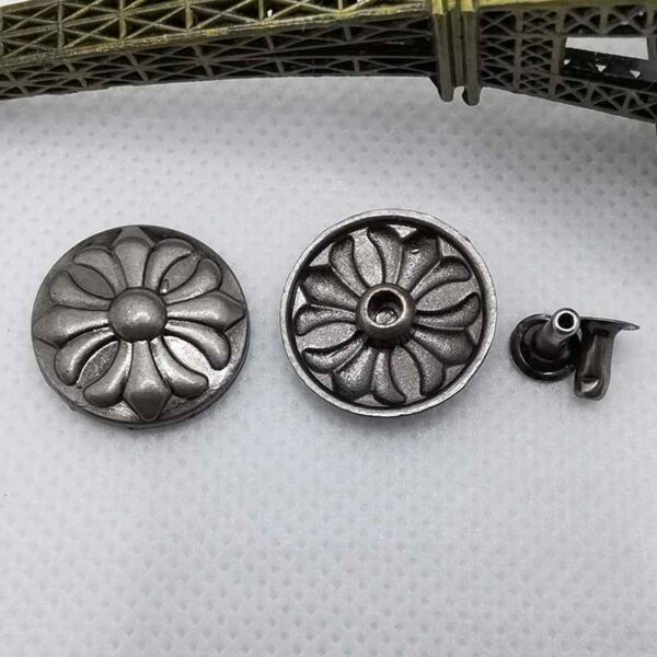 Vintage Silver Round Cross Rivet Stud Buttons for Retro Jeans